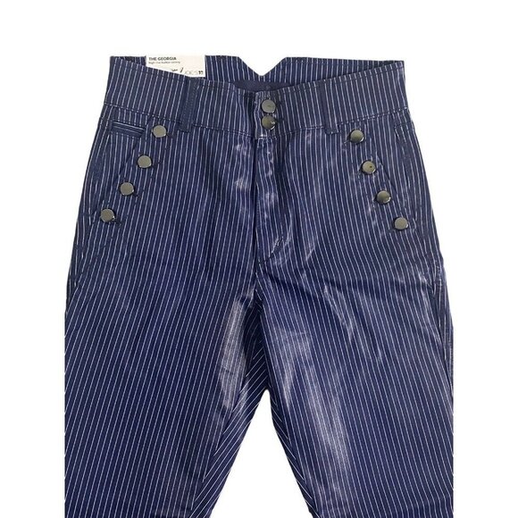 Joe's Womens The Georgia High Rise Coated Blue Pinstripe Ankle Skinny Jeans 26 - Picture 2 of 9